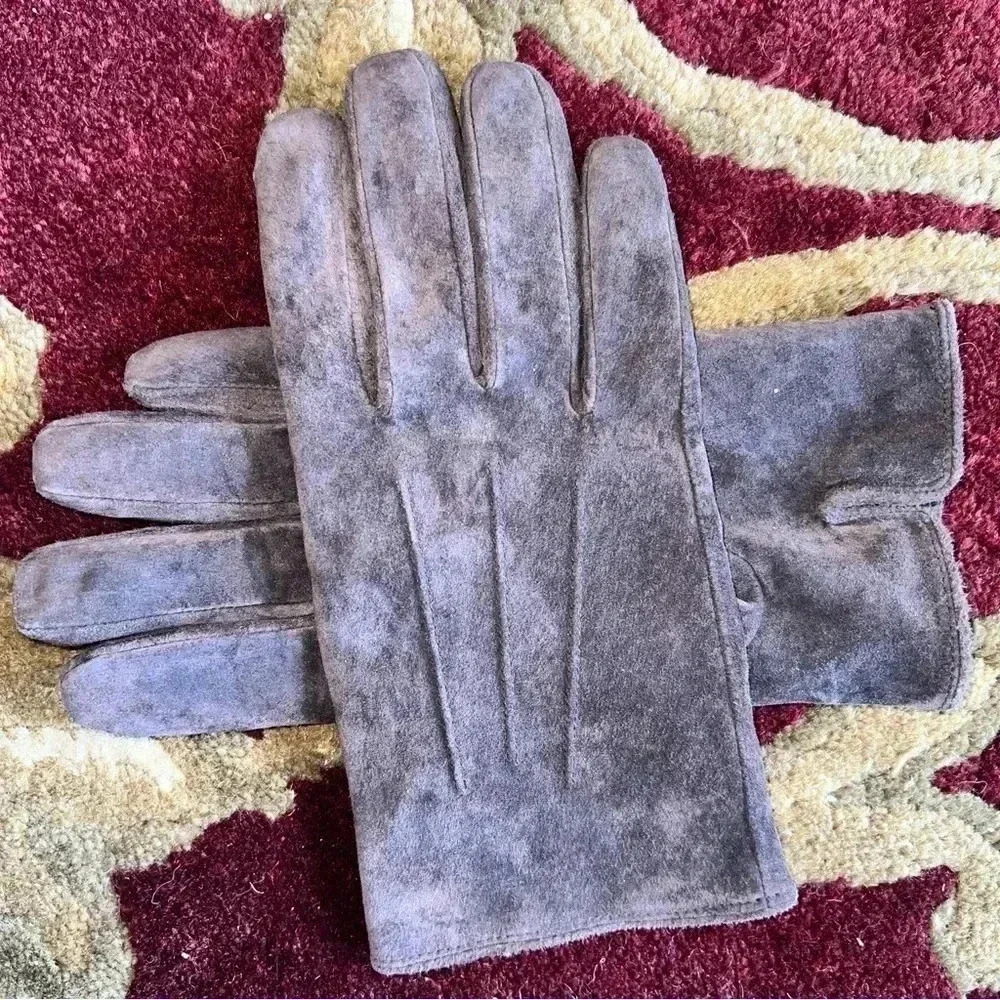 Isotoner Women’s Dark Brown Suede Gloves Thin Black Fleece Lining Size XL - Picture 6 of 11